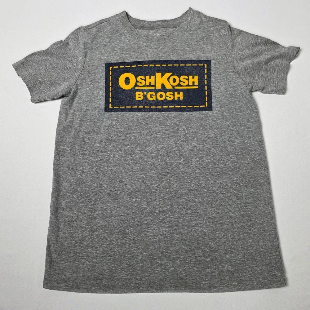 OshKosh B'gosh Graphic T-Shirt Boys Size 8 Gray Short Sleeve Logo Tee